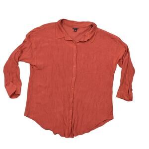 Torrid Size 2 Plus Orange Rayon Button-Up Top Preowned Light Long Sleeve